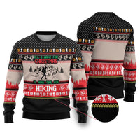 Hiking Christmas Ugly Christmas Sweater with Mountains Trees and Winter Holiday Pattern - Wonder Print Shop