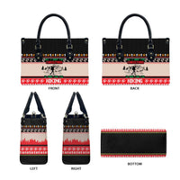 Hiking Christmas Leather Bag with Mountains Trees and Winter Holiday Pattern - Wonder Print Shop