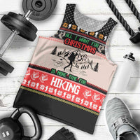 Hiking Christmas Men Tank Top with Mountains Trees and Winter Holiday Pattern - Wonder Print Shop