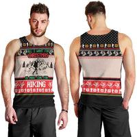 Hiking Christmas Men Tank Top with Mountains Trees and Winter Holiday Pattern - Wonder Print Shop