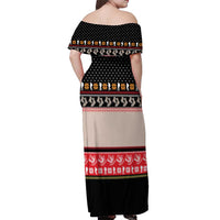 Hiking Christmas Off Shoulder Maxi Dress with Mountains Trees and Winter Holiday Pattern - Wonder Print Shop