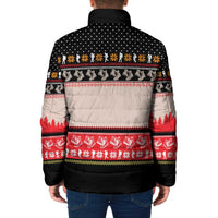 Hiking Christmas Padded Jacket with Mountains Trees and Winter Holiday Pattern - Wonder Print Shop
