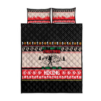 Hiking Christmas Quilt Bed Set with Mountains Trees and Winter Holiday Pattern - Wonder Print Shop