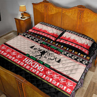 Hiking Christmas Quilt Bed Set with Mountains Trees and Winter Holiday Pattern - Wonder Print Shop