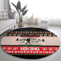 Hiking Christmas Round Carpet with Mountains Trees and Winter Holiday Pattern - Wonder Print Shop