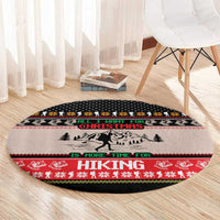 Hiking Christmas Round Carpet with Mountains Trees and Winter Holiday Pattern - Wonder Print Shop