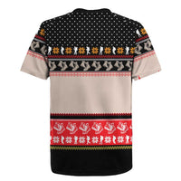 Hiking Christmas Rugby Jersey with Mountains Trees and Winter Holiday Pattern - Wonder Print Shop
