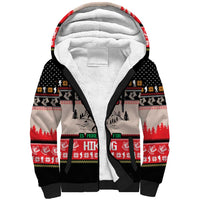 Hiking Christmas Sherpa Hoodie with Mountains Trees and Winter Holiday Pattern - Wonder Print Shop
