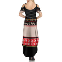 Hiking Christmas Summer Maxi Dress with Mountains Trees and Winter Holiday Pattern - Wonder Print Shop