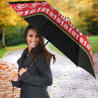 Hiking Christmas Umbrella with Mountains Trees and Winter Holiday Pattern - Wonder Print Shop