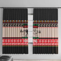 Hiking Christmas Window Curtain with Mountains Trees and Winter Holiday Pattern - Wonder Print Shop