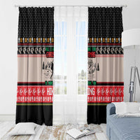 Hiking Christmas Window Curtain with Mountains Trees and Winter Holiday Pattern - Wonder Print Shop