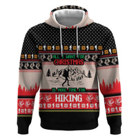 Hiking Christmas Zip Hoodie with Mountains Trees and Winter Holiday Pattern - Wonder Print Shop