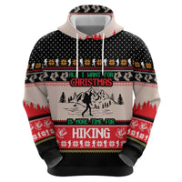 Hiking Christmas Zip Hoodie with Mountains Trees and Winter Holiday Pattern - Wonder Print Shop