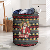 Santa Hold My Beer Christmas Laundry Basket with Beer Mugs and Holiday Pattern - Wonder Print Shop