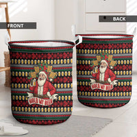 Santa Hold My Beer Christmas Laundry Basket with Beer Mugs and Holiday Pattern - Wonder Print Shop