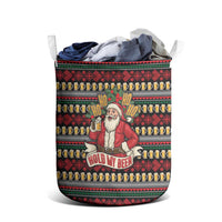 Santa Hold My Beer Christmas Laundry Basket with Beer Mugs and Holiday Pattern - Wonder Print Shop