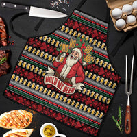 Santa Hold My Beer Christmas Apron with Beer Mugs and Holiday Pattern - Wonder Print Shop