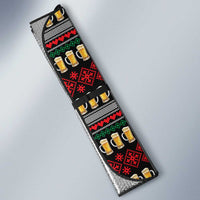 Santa Hold My Beer Christmas Auto Sun Shade with Beer Mugs and Holiday Pattern - Wonder Print Shop