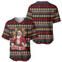 Santa Hold My Beer Christmas Baseball Jersey with Beer Mugs and Holiday Pattern - Wonder Print Shop