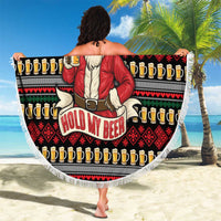 Santa Hold My Beer Christmas Beach Blanket with Beer Mugs and Holiday Pattern - Wonder Print Shop