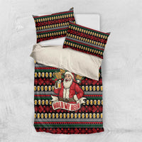 Santa Hold My Beer Christmas Bedding Set with Beer Mugs and Holiday Pattern - Wonder Print Shop