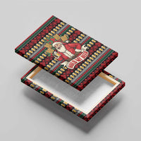 Santa Hold My Beer Christmas Canvas Wall Art with Beer Mugs and Holiday Pattern - Wonder Print Shop