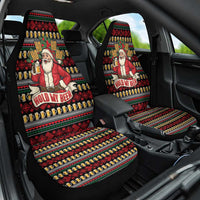 Santa Hold My Beer Christmas Car Seat Cover with Beer Mugs and Holiday Pattern - Wonder Print Shop