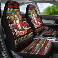 Santa Hold My Beer Christmas Car Seat Cover with Beer Mugs and Holiday Pattern - Wonder Print Shop