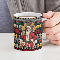 Santa Hold My Beer Christmas Ceramic Mug with Beer Mugs and Holiday Pattern - Wonder Print Shop