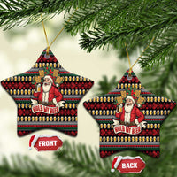 Santa Hold My Beer Christmas Ceramic Ornament with Beer Mugs and Holiday Pattern - Wonder Print Shop