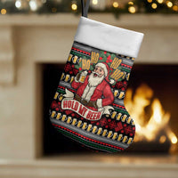 Santa Hold My Beer Christmas Stocking with Beer Mugs and Holiday Pattern - Wonder Print Shop
