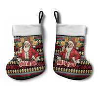 Santa Hold My Beer Christmas Stocking with Beer Mugs and Holiday Pattern - Wonder Print Shop
