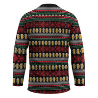 Santa Hold My Beer Christmas Hockey Jersey with Beer Mugs and Holiday Pattern - Wonder Print Shop