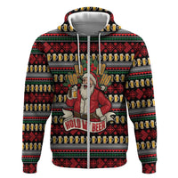 Santa Hold My Beer Christmas Hoodie with Beer Mugs and Holiday Pattern - Wonder Print Shop