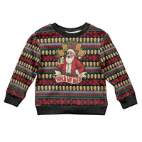 Santa Hold My Beer Christmas Kid Ugly Christmas Sweater with Beer Mugs and Holiday Pattern - Wonder Print Shop