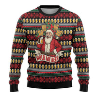 Santa Hold My Beer Christmas Ugly Christmas Sweater with Beer Mugs and Holiday Pattern - Wonder Print Shop