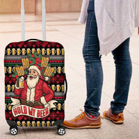 Santa Hold My Beer Christmas Luggage Cover with Beer Mugs and Holiday Pattern - Wonder Print Shop