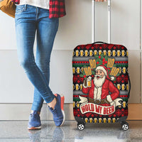 Santa Hold My Beer Christmas Luggage Cover with Beer Mugs and Holiday Pattern - Wonder Print Shop