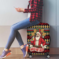 Santa Hold My Beer Christmas Luggage Cover with Beer Mugs and Holiday Pattern - Wonder Print Shop