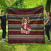 Santa Hold My Beer Christmas Quilt with Beer Mugs and Holiday Pattern - Wonder Print Shop