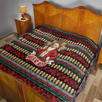 Santa Hold My Beer Christmas Quilt with Beer Mugs and Holiday Pattern - Wonder Print Shop