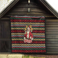 Santa Hold My Beer Christmas Quilt with Beer Mugs and Holiday Pattern - Wonder Print Shop