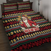 Santa Hold My Beer Christmas Quilt Bed Set with Beer Mugs and Holiday Pattern - Wonder Print Shop