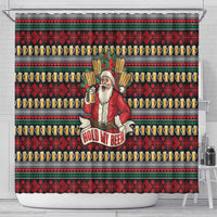 Santa Hold My Beer Christmas Shower Curtain with Beer Mugs and Holiday Pattern - Wonder Print Shop
