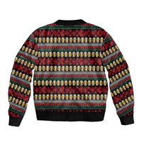 Santa Hold My Beer Christmas Sleeve Zip Bomber Jacket with Beer Mugs and Holiday Pattern - Wonder Print Shop