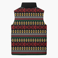Santa Hold My Beer Christmas Sleeveless Puffer Jacket with Beer Mugs and Holiday Pattern - Wonder Print Shop