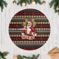 Santa Hold My Beer Christmas Tree Skirt with Beer Mugs and Holiday Pattern - Wonder Print Shop