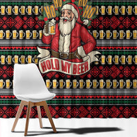 Santa Hold My Beer Christmas Window Curtain with Beer Mugs and Holiday Pattern - Wonder Print Shop