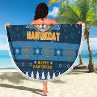 Happy Hanukcat Christmas Design Beach Blanket Xmas Holiday Patterns - Wonder Print Shop